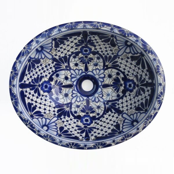 Oval Basin Design- Blue & White Medium (43x36cm)