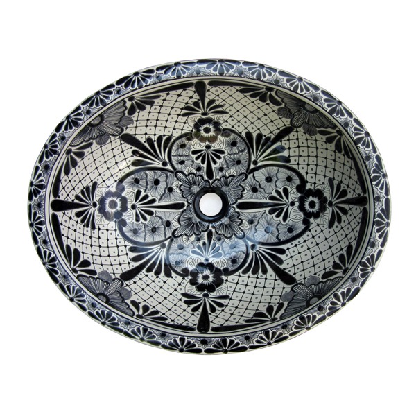 Oval Basin Design- Black & White Medium (43x36cm)