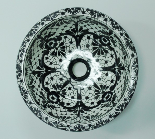 Hand Painted Ceramic Mirror- (Black & White) 65cm x 41cm