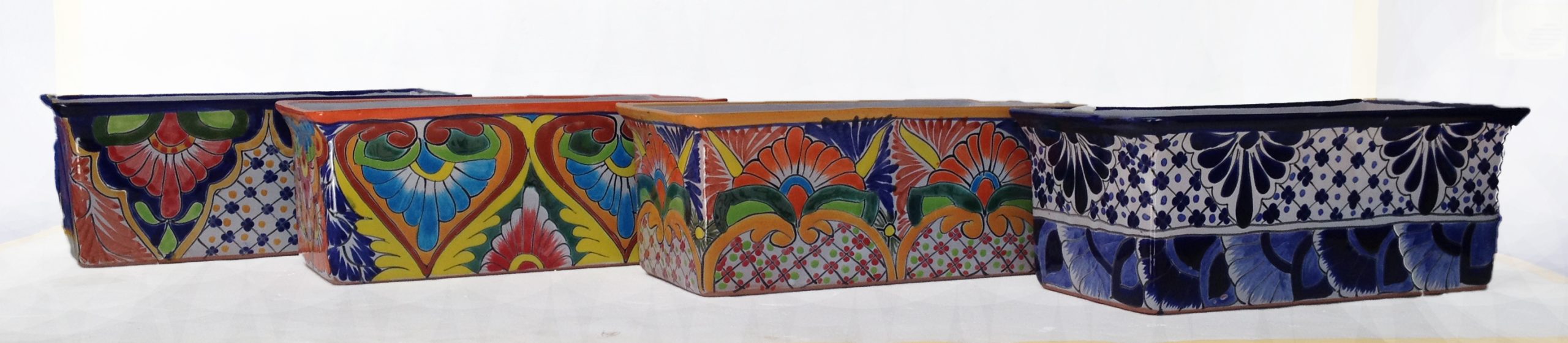 Hand Painted Ceramic Rectangular Flower Pot-Large (39cm x 18cm x 15cm)