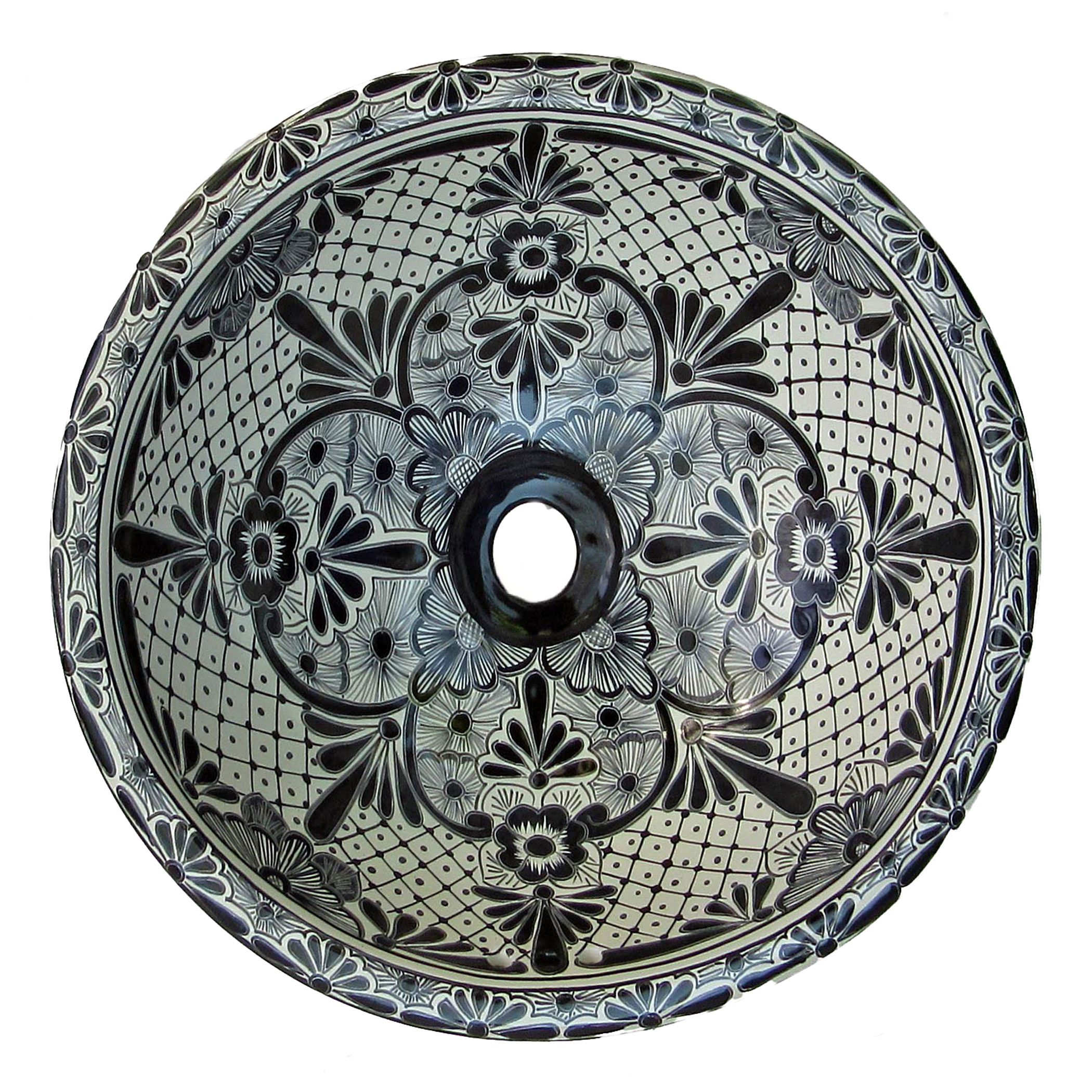 Hand Painted Ceramic Mirror- (Black & White) 65cm x 41cm