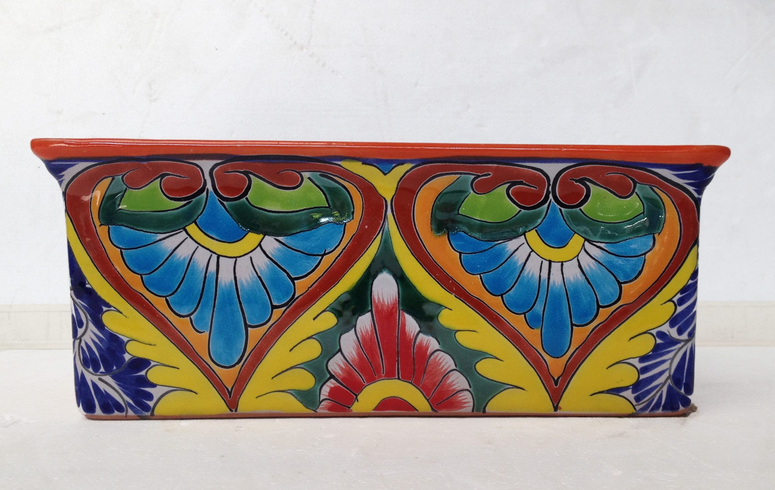 Hand Painted Ceramic Rectangular Flower Pot-Large (39cm x 18cm x 15cm)