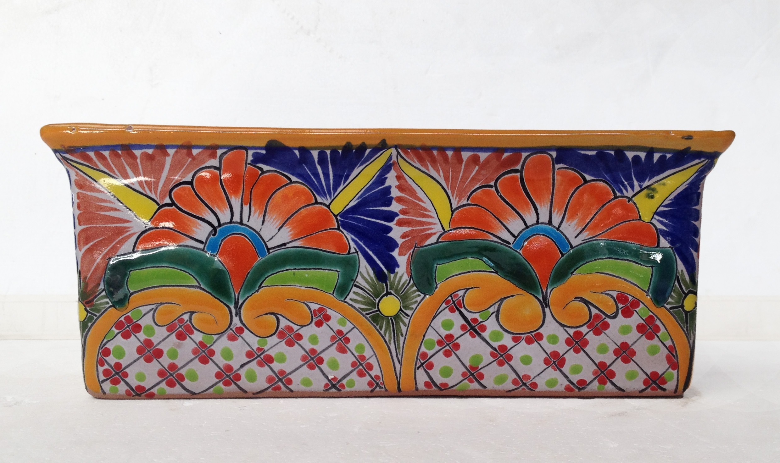 Hand Painted Ceramic Rectangular Flower Pot-Large (39cm x 18cm x 15cm)