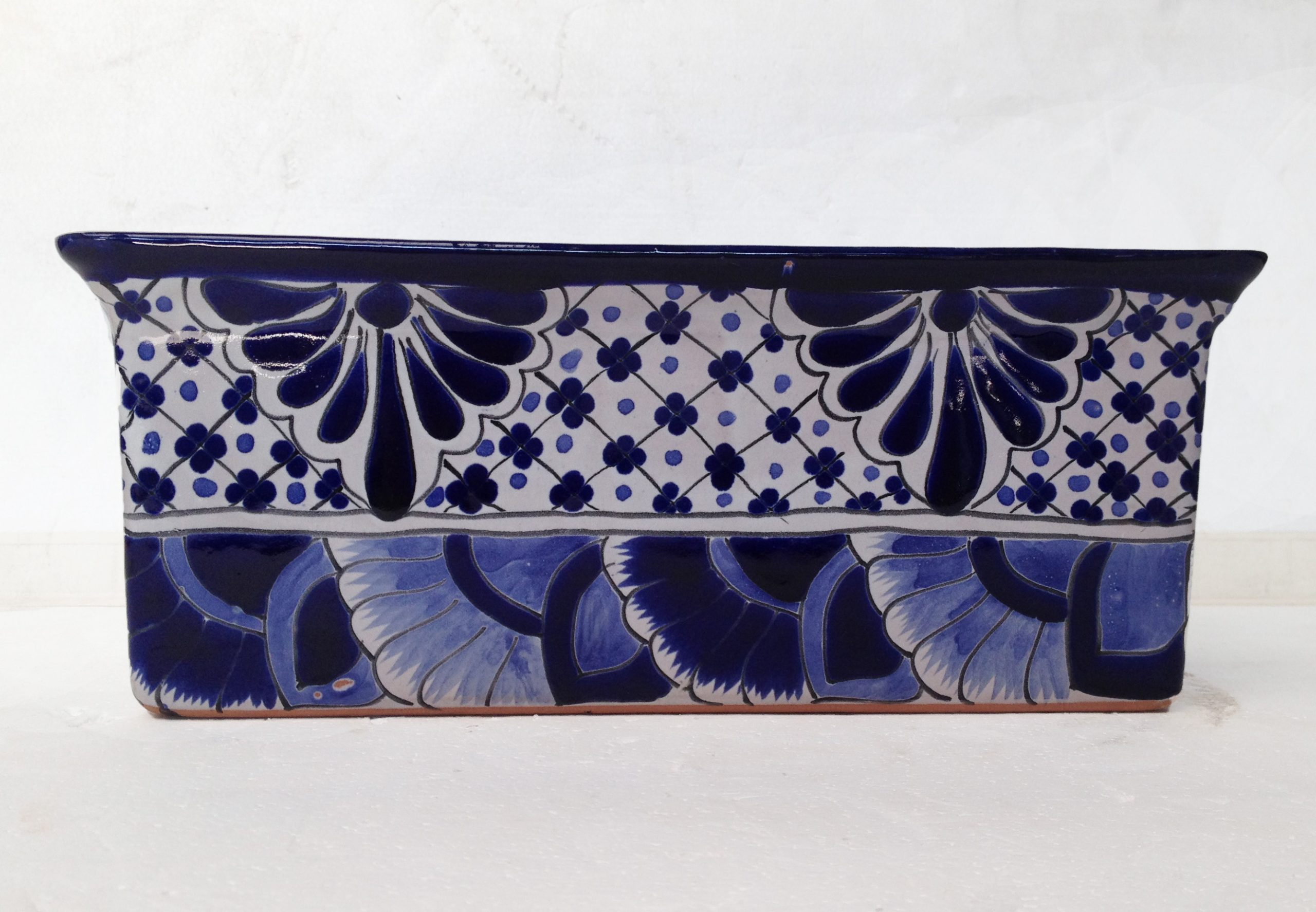 Hand Painted Ceramic Rectangular Flower Pot-Large (39cm x 18cm x 15cm)