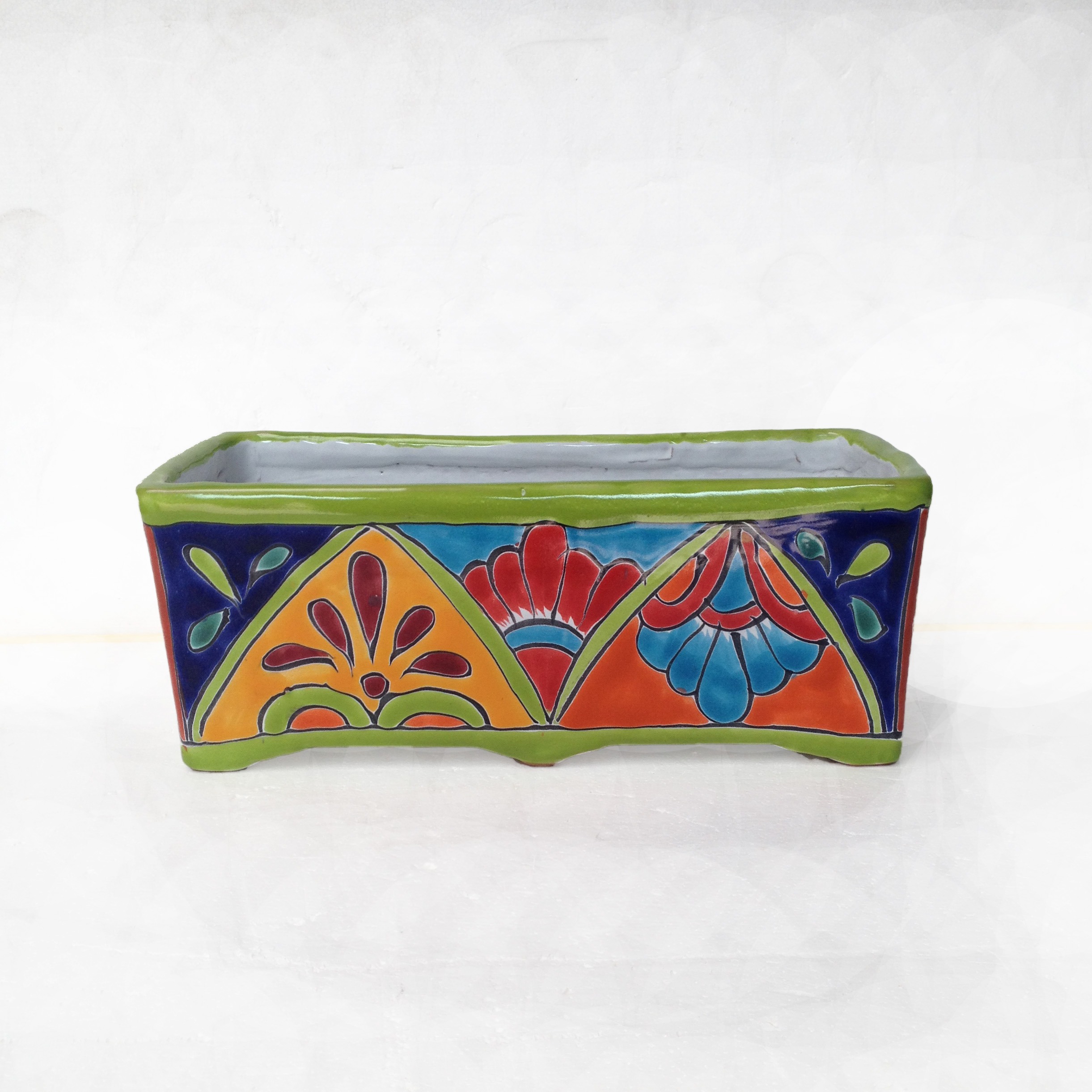 Hand Painted Ceramic Rectangular Flower Pot-Large (39cm x 18cm x 15cm)