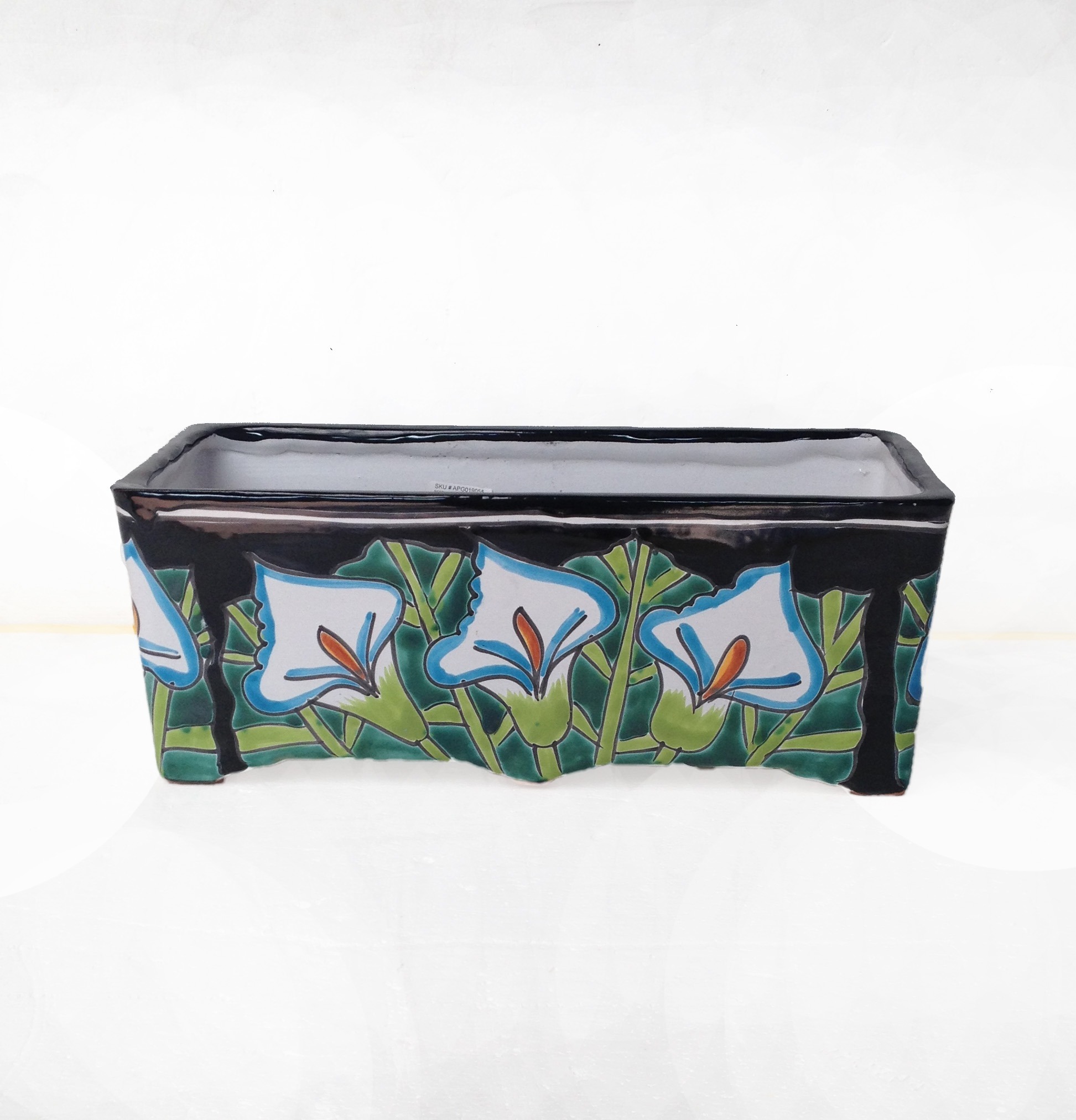 Hand Painted Ceramic Rectangular Flower Pot-Large (39cm x 18cm x 15cm)