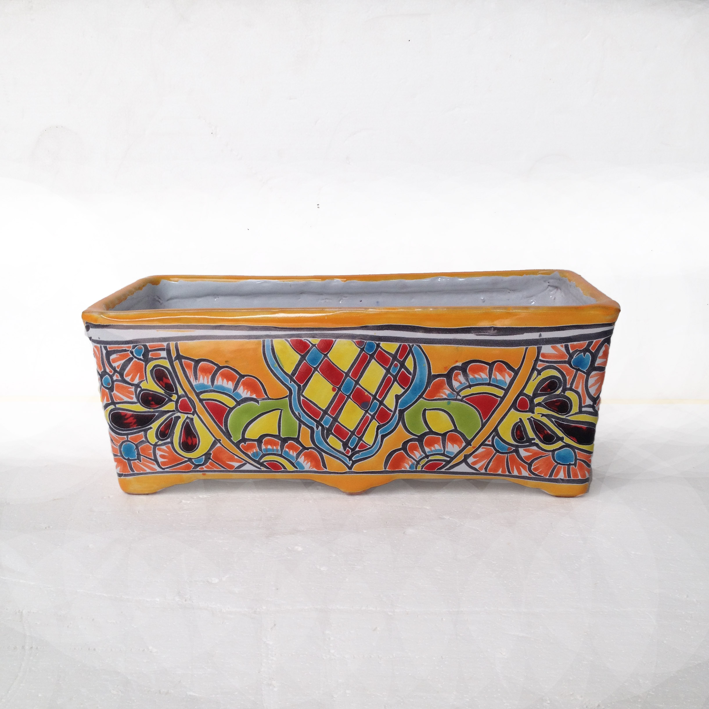 Hand Painted Ceramic Rectangular Flower Pot-Large (39cm x 18cm x 15cm)