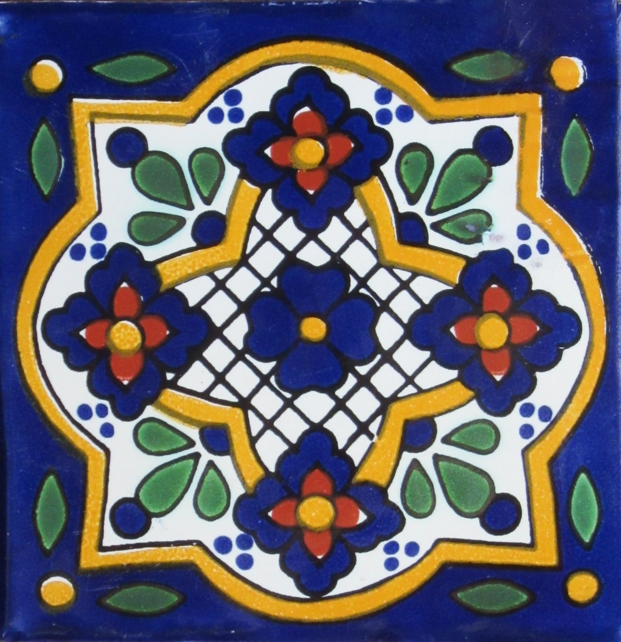 Mexican Talavera Tile - HAD074_COBALT BLUE