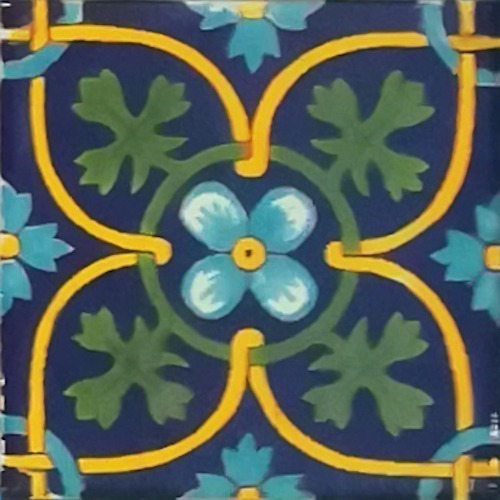Mexican Talavera Tile - HAD 082 _COBALT MUSTARD