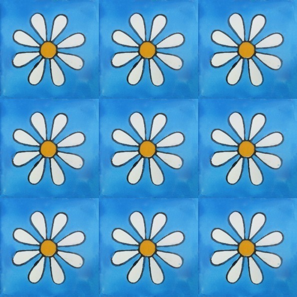 Mexican Talavera Tile – HAD 084_DAISY TURQUOISE (AZ 155)
