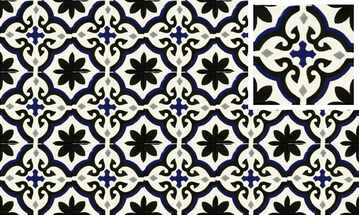 Mexican Talavera Tile - HAD 402_BLUE & BLACK