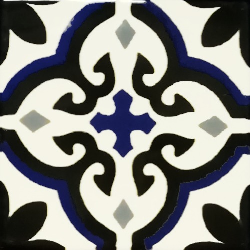 Mexican Talavera Tile - HAD 402_BLUE & BLACK