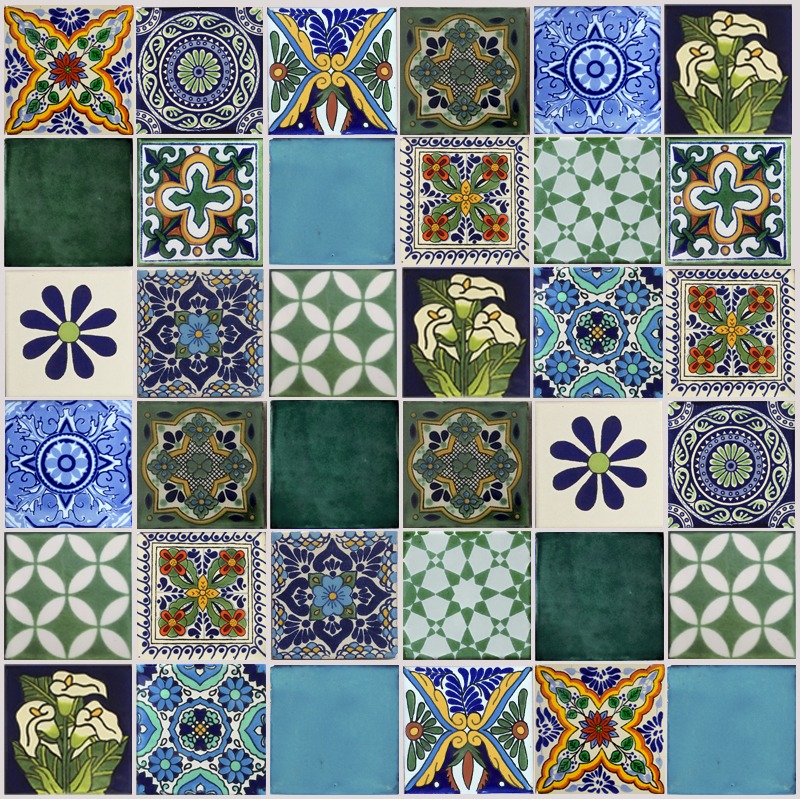 PRE-Packed Box OPTION 5 (36 Tiles) Blue, Mustard & Green Designs