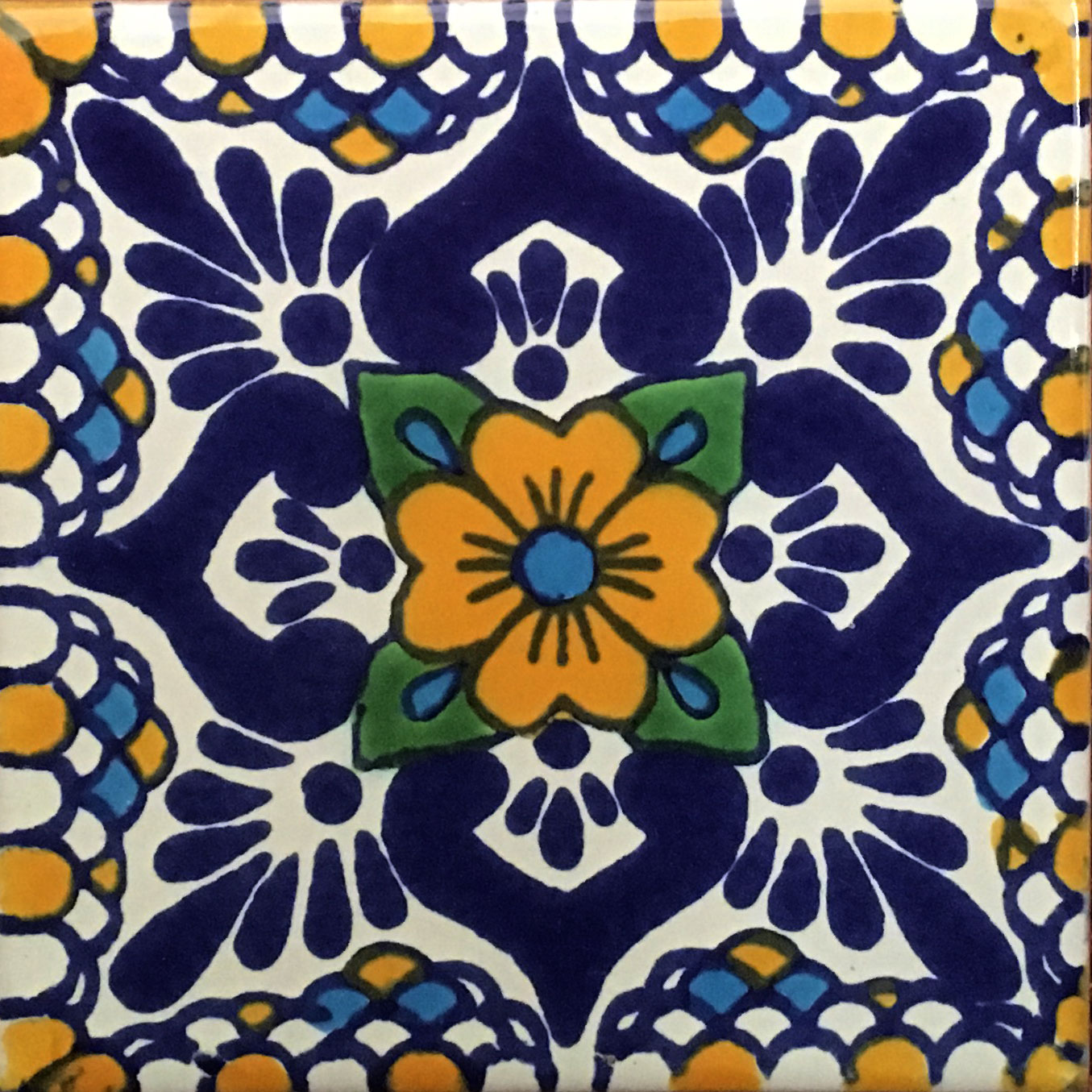 Mexican Talavera Tile – HAD 032_MUSTARD & TURQUOISE