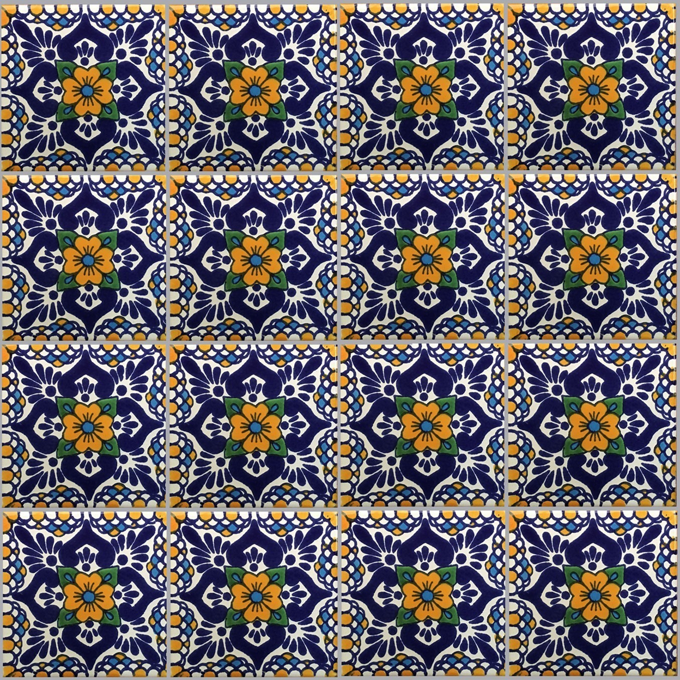 Mexican Talavera Tile – HAD 032_MUSTARD & TURQUOISE