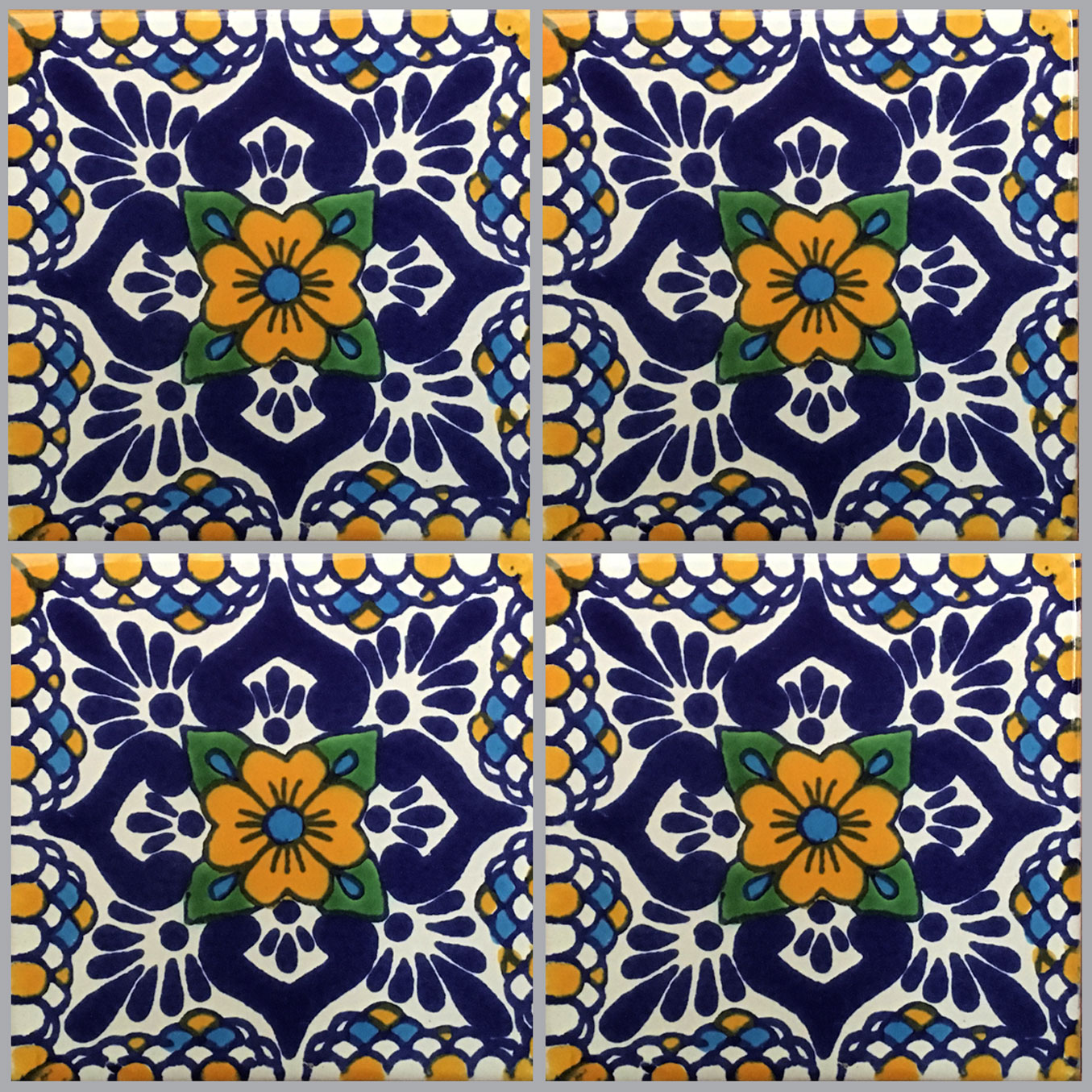 Mexican Talavera Tile – HAD 032_MUSTARD & TURQUOISE