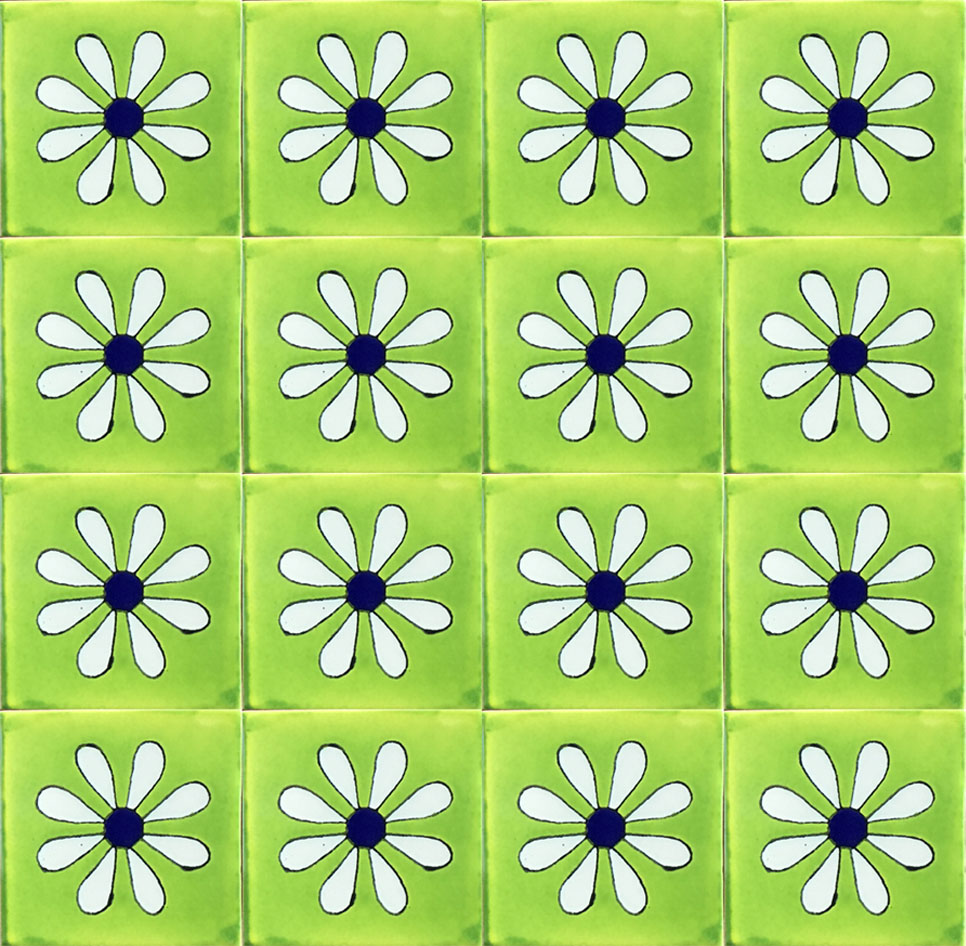 Mexican Talavera Tile - HAD-084_DAISY LIME