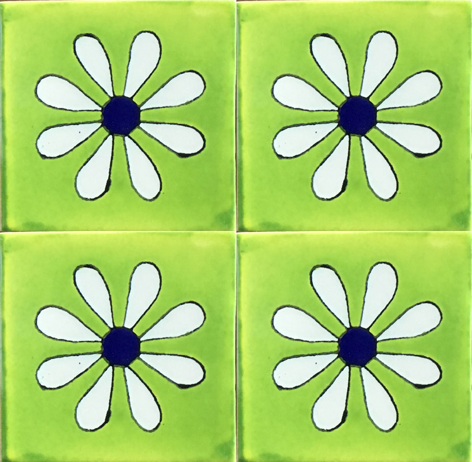 Mexican Talavera Tile - HAD-084_DAISY LIME