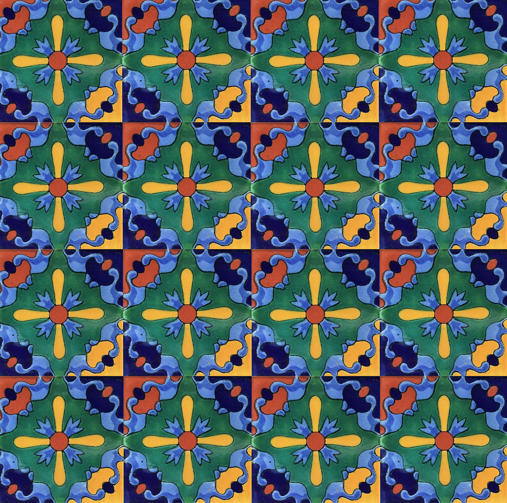 Mexican Talavera Tile - LIBRO COBALT