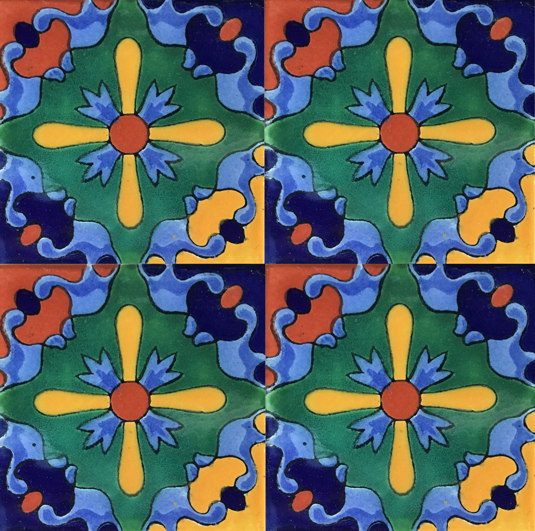 Mexican Talavera Tile - LIBRO COBALT