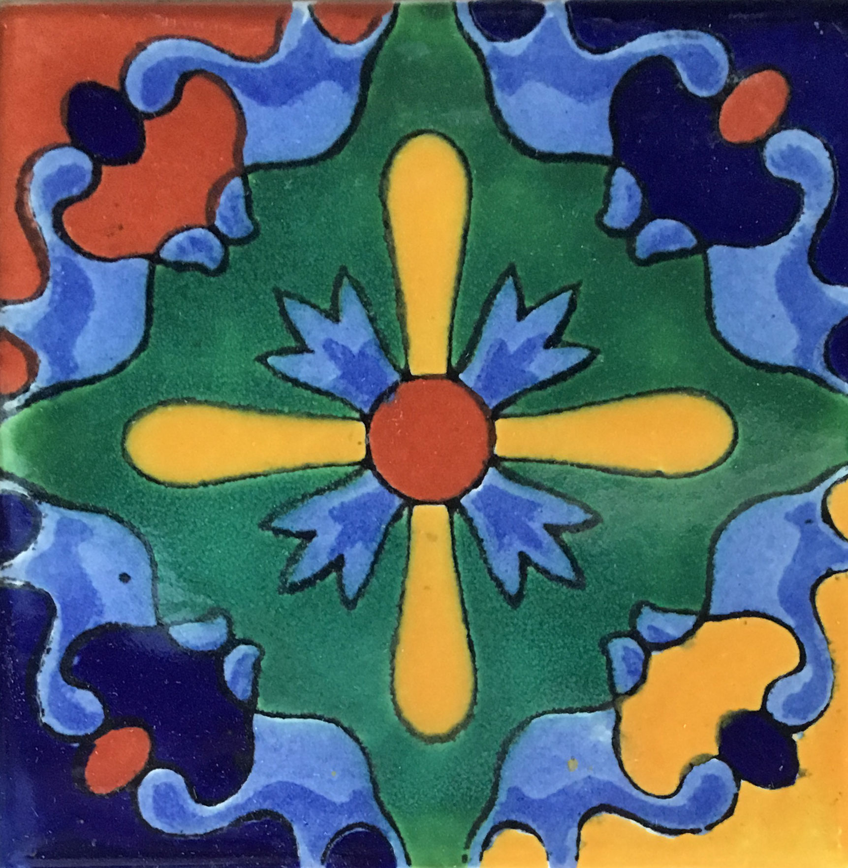 Mexican Talavera Tile - LIBRO COBALT
