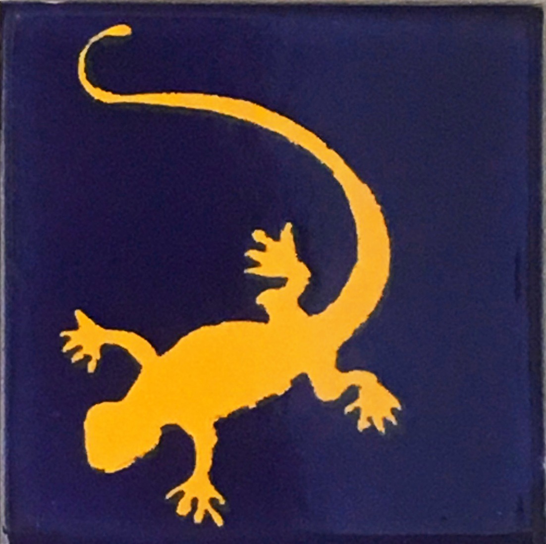 Mexican Talavera Tile - AMT LIZARD (COBALT/YELLOW)