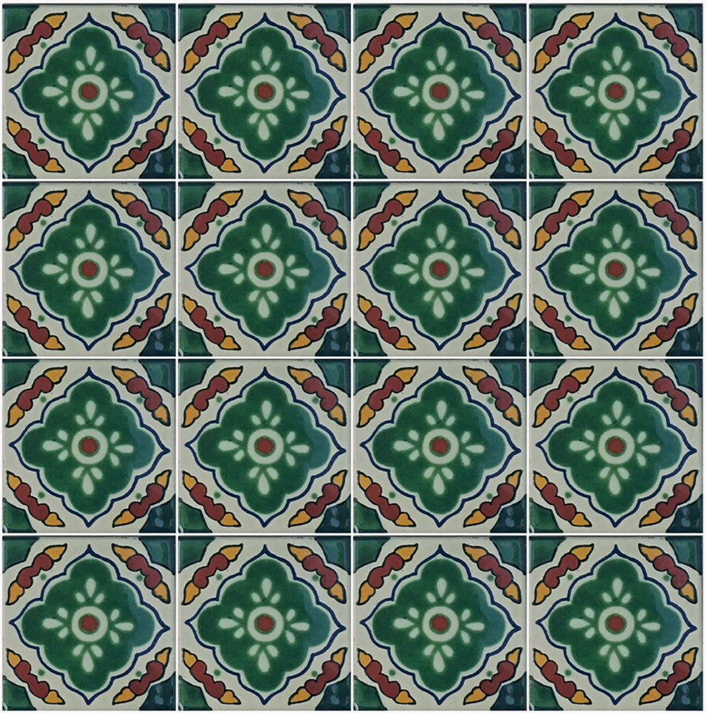 Mexican Talavera Tile – HAD 046_GREEN & MUSTARD