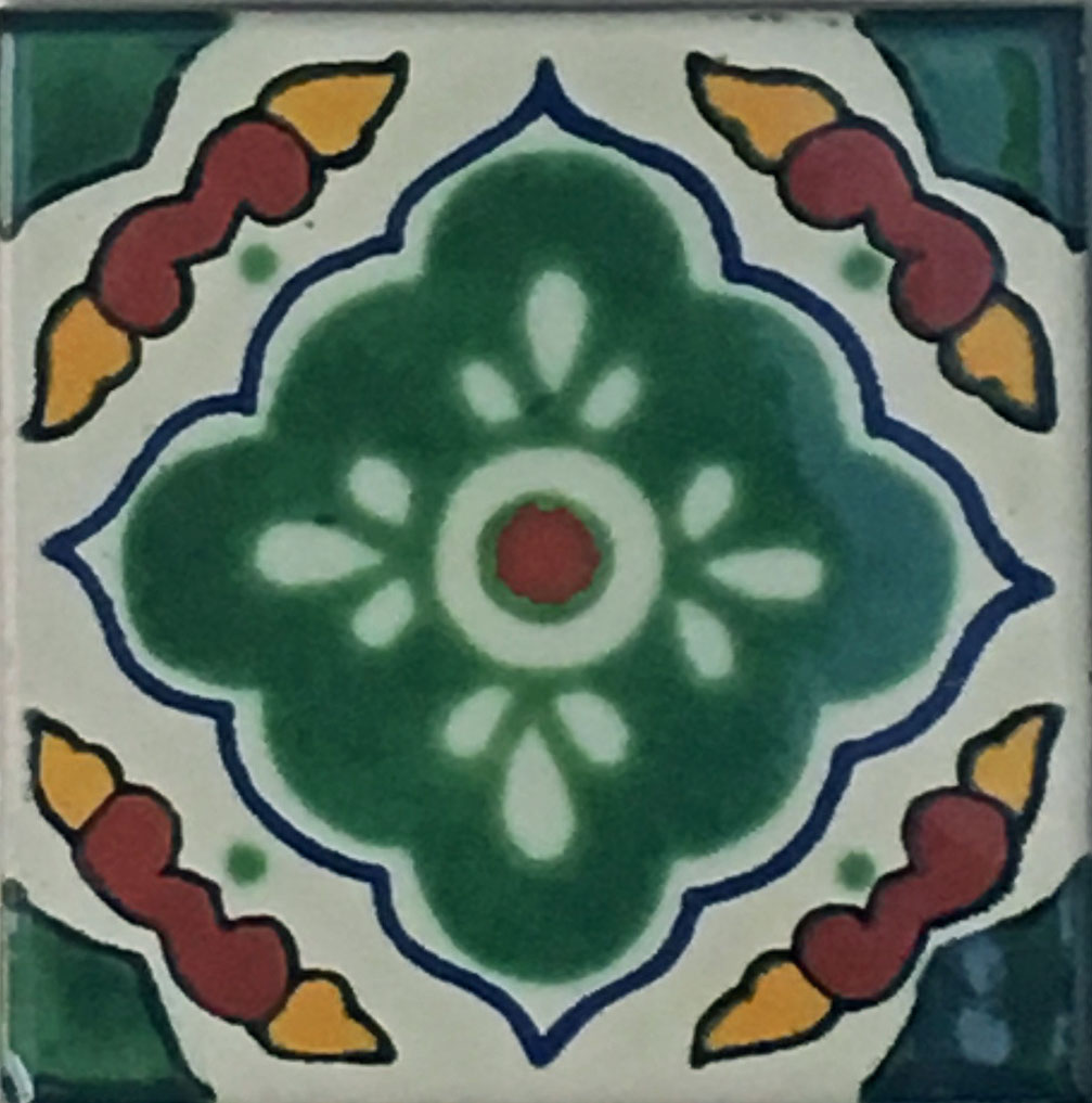 Mexican Talavera Tile – HAD 046_GREEN & MUSTARD