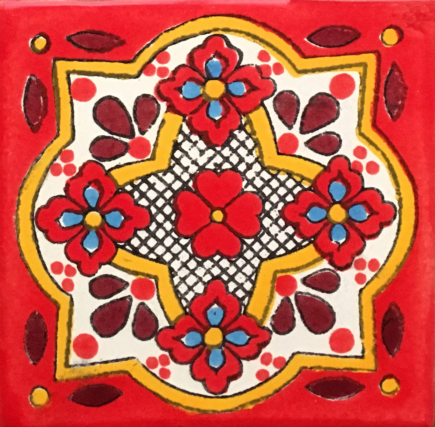 MEXICAN TALAVERA TILE - NEW002_RED