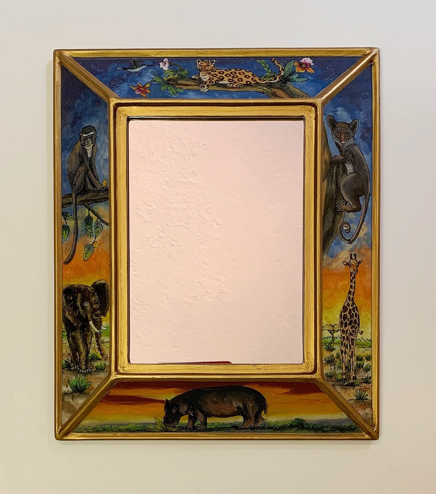 Reverse Hand Painted Mirror - Wildlife/Africa (41cm x 33cm)