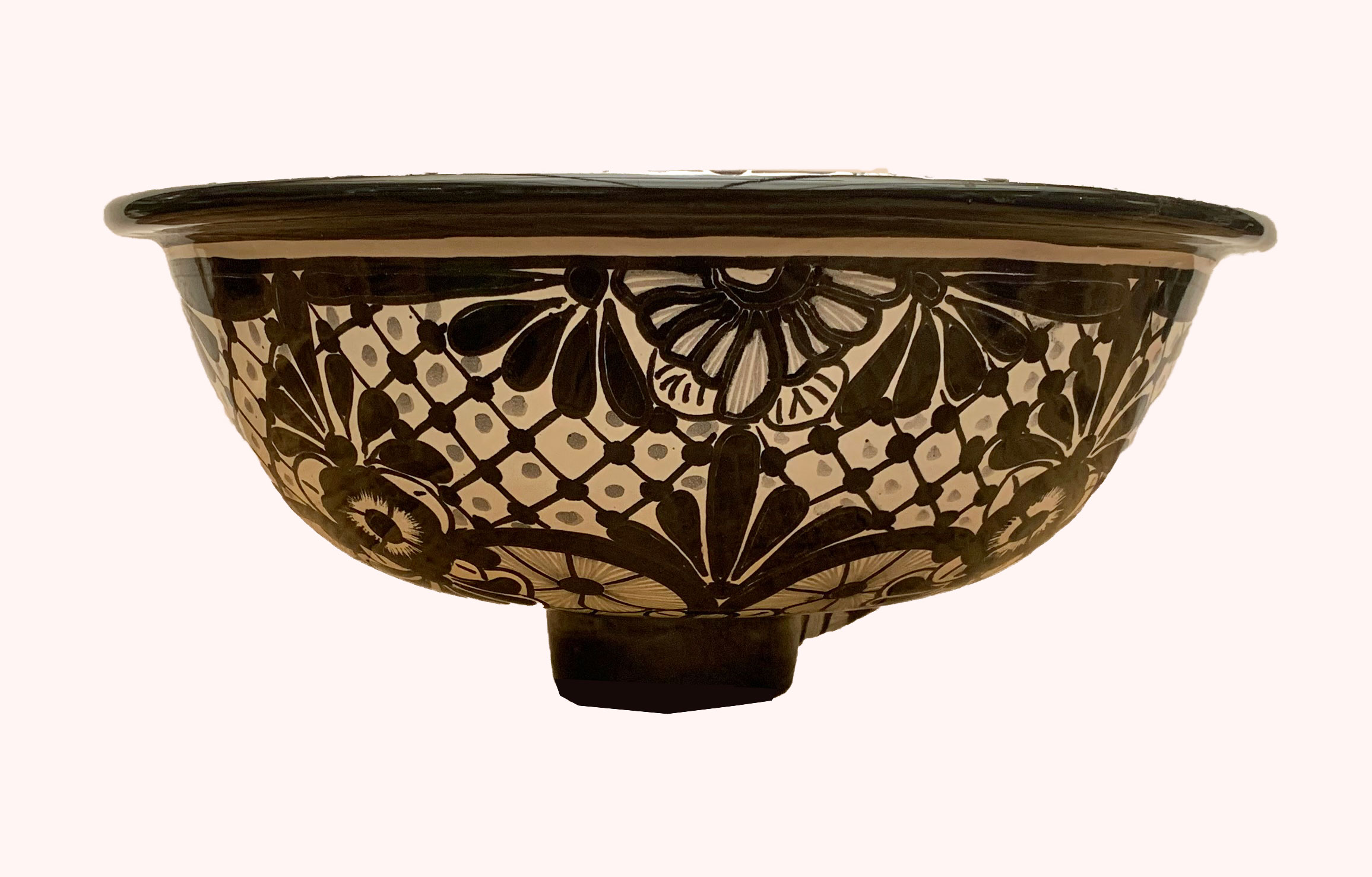 Round Basin Design- Black & White Medium (34cm)