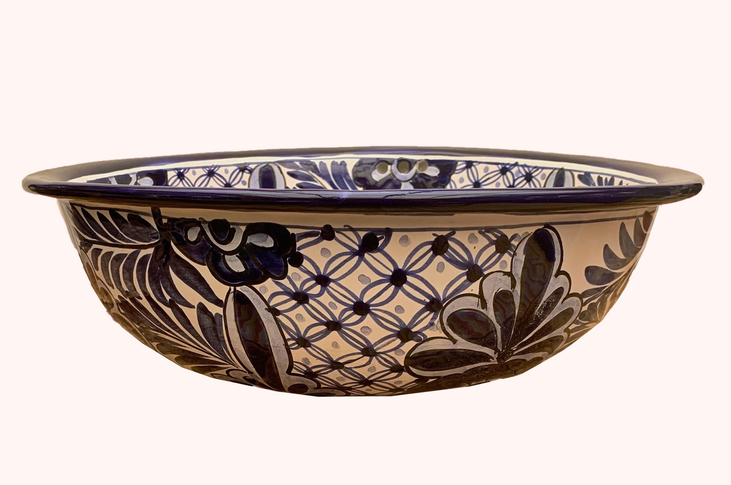 Round Basin Design- Blue & White Medium (34cm)