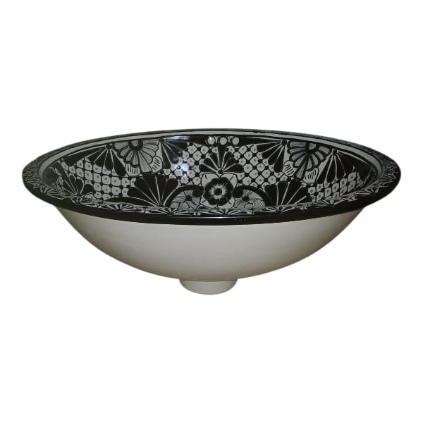 Oval Basin Design- Black & White Medium (43x36cm)