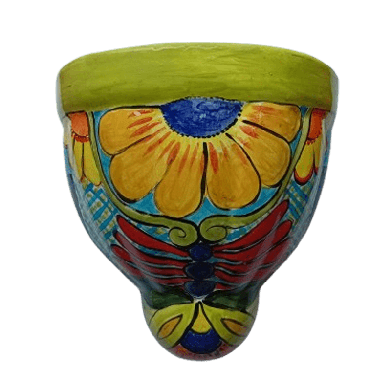 Mexican Style Hand-Painted Ceramic Wall Pot