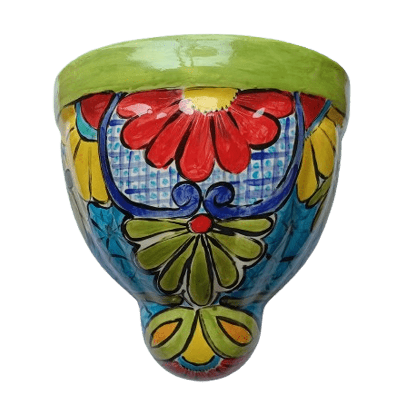 Mexican Style Hand-Painted Ceramic Wall Pot