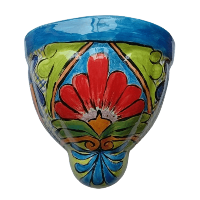 Mexican Style Hand-Painted Ceramic Wall Pot