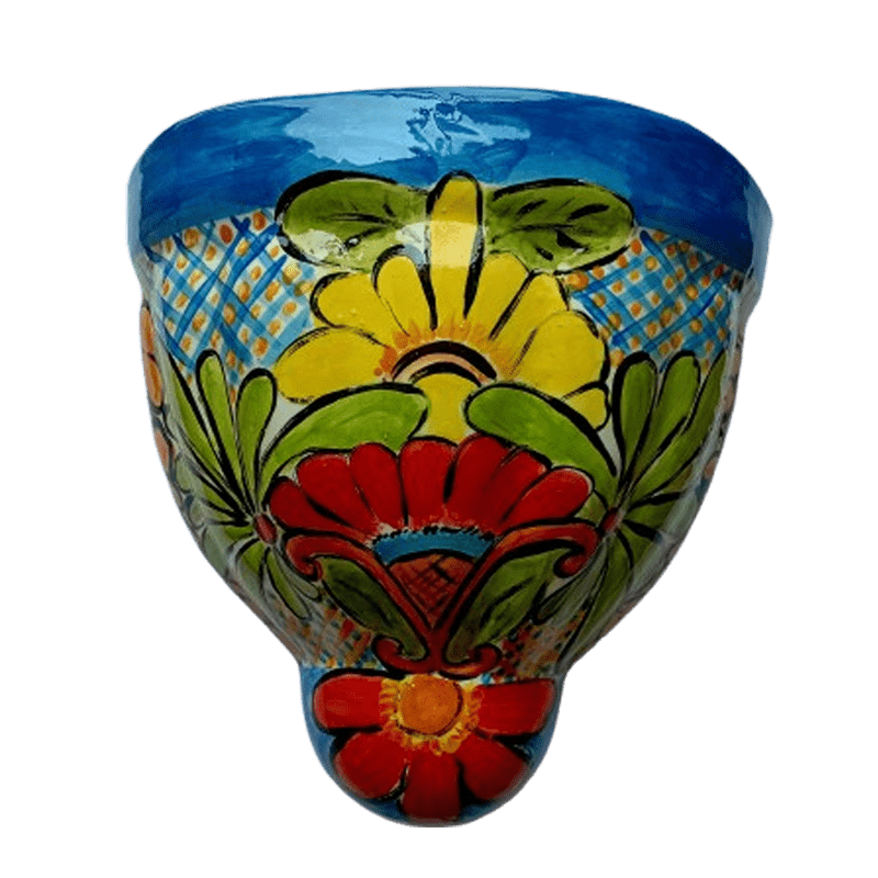 Mexican Style Hand-Painted Ceramic Wall Pot