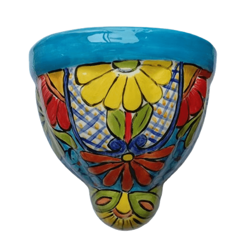 Mexican Style Hand-Painted Ceramic Wall Pot