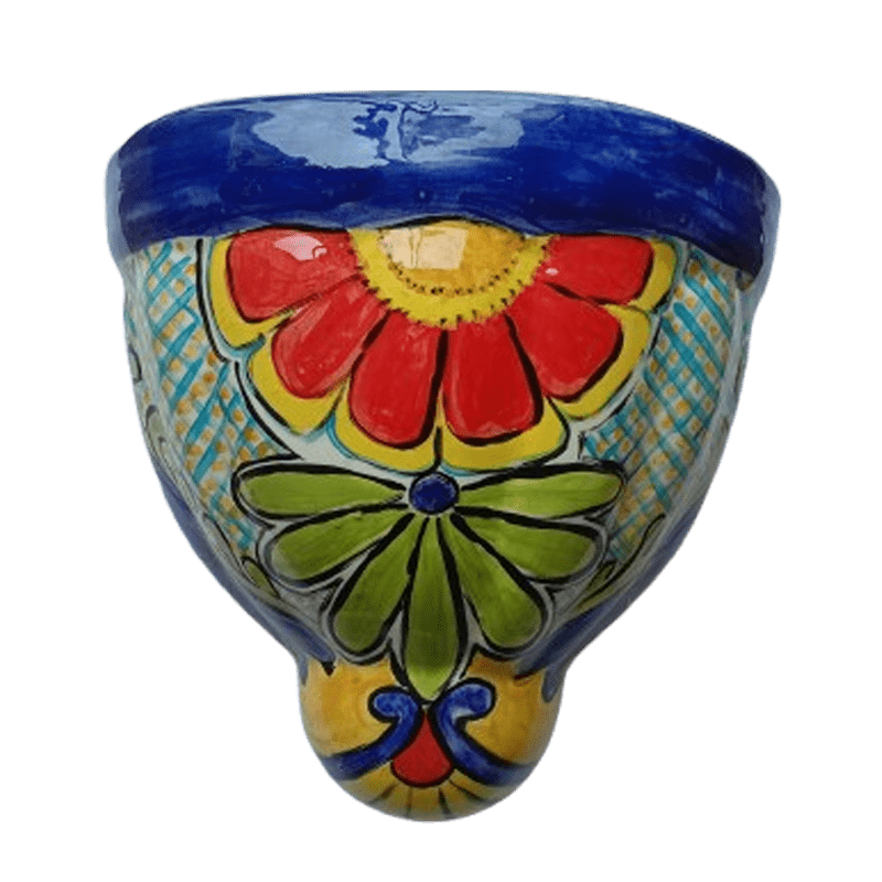 Mexican Style Hand-Painted Ceramic Wall Pot