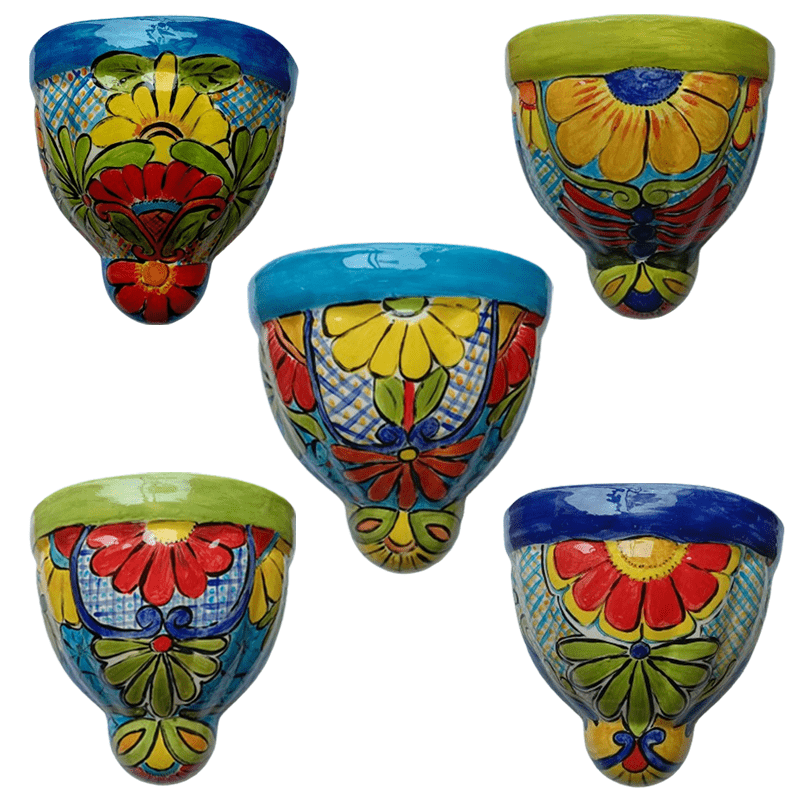 Mexican Style Hand-Painted Ceramic Wall Pot