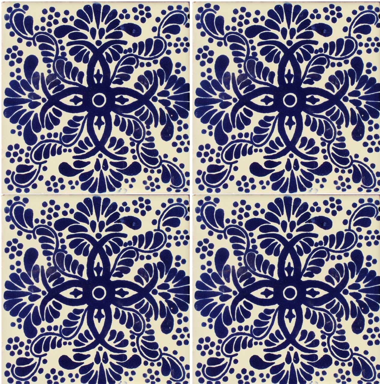 Mexican Talavera Tile – HAD008_COBALT (15.cm x 15.5cm)